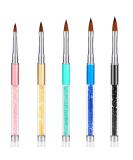 5 Piece Rhinestone Nail Brush Set with Metal Handle for Salon Quality 3D Nail Art - Sizes 4, 6, 8, 10, 12 - Buy Online on SooperMarket.com