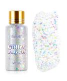 White Holographic Mermaid Sequins Body Glitter Gel - Long Lasting & Waterproof for Face, Body, Hair, and Nails - Perfect for Concerts, Parties, and Festivals - Buy Online on SooperMarket.com