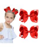 2-Piece Red Grosgrain Ribbon Hair Bow Set for Baby Girls - Alligator Clips, Infant to Kids Sizes - Buy Online on SooperMarket.com