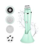 4 in 1 Facial Cleansing Brush - Electric Face Spin Brush with 4 Replacement Heads for Cleaning Exfoliating Massaging (Green) - Buy Online on SooperMarket.com