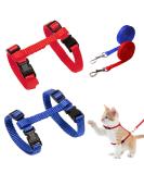 Soft Cat Crockery Dishes & Adjustable Leash Set for Kittens Puppies and Rabbits - Red & Blue - International Shipping Available - Buy Online on SooperMarket.com