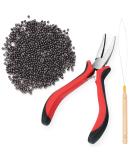 Vlasy Dark Brown Hair Extension Tools Kit - Pliers, Loop Threader, 200PCS Silicone Beads - Buy Online on SooperMarket.com