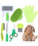 MIAOZ Rabbit Care Set with Nail Clippers and Trimmer Pet Hair Remover Long and File Flea Comb Shampoo Bath Brush for Rabbits Puppies Kittens Guinea Pigs Ferrets Small Animals (Green) - Buy Online on SooperMarket.com