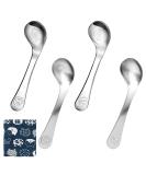 Futongda 4 pieces of stainless steel spoon for children baby curved training spoons dessert spoon coffee spoon small serving spoon feeding spoon dining spoons (silver 2 styles) - Buy Online on SooperMarket.com