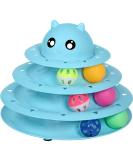 UPSKY 3-Level Cat Toy Roller Turntable with Colorful Balls - Interactive Fun for Kittens - Blue - Buy Online on SooperMarket.com