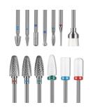 Depvko 13PC Nail Drill Bits Set, Drill Bits for Nails, 3pcs Tungsten Carbide Drill Bits+ 3pcs Ceramic Efile Nail Drill Bits+ 6pcs Diamond Drill Bits+ 1pcs Brush, 3/32 inch Nail Bits for Nail Drill 13Pcs - Buy Online on SooperMarket.com