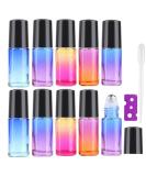 10 pieces 5 ml of etheric oil roll on bottles-Jamhoodirect refillable rainbow glass roll bottles with stainless steel roller balls and black caps and bottle openers perfect for aromatherapy - Buy Online on SooperMarket.com