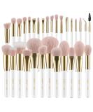 BEILI 30Pcs Professional Makeup Brush Set - Vegan Synthetic Kabuki Brushes for Face, Eyes, and Blush - Pearl White/Rose Gold - Buy Online on SooperMarket.com