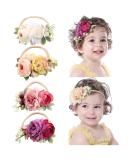 Cinaci 4 pieces delicate rose blossom super stretch nylon headbands hair bands accessories for baby girls newborns infants toddlers and children - Buy Online on SooperMarket.com