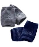 Kalevel Baby Crawling Anti-Slip Knee Pads - 2 Pairs Navy Blue + Dark Grey Knee Sleeve Protector for Infant Toddler Boy Girl - Buy Online on SooperMarket.com