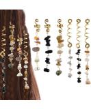 FRDTLUTHW Hair Jewelry Dreadlock Accessories Natura Stone Hair Charms for Braids Hair Ring Crystal Hair Accessories for Women Girls(Black pack of 6) - Buy Online on SooperMarket.com