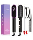 VKK Hair Straightener Brush - Fast Heating Smoothing Brush with 5 Temp Settings & Scalding Protection | Professional Hair Styling Tool - Black - Buy Online on SooperMarket.com