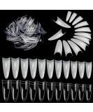Noverlife 1100PCS C Curved Half Cover Almond False Nail Tips - Clear & Natural | 11 Sizes - Acrylic Long Fake Nails for Nail Art Manicure Pedicure at Home or Salon - Buy Online on SooperMarket.com