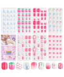 SAVILAND 168Pcs Press on Nails - Kids Nail Art | Glitter Gradient Stick on Nails for Girls Ages 8-12 | Short Acrylic Tips in Blue Pink White Silver - Buy Online on SooperMarket.com