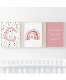 Pompom Prints Set of 3 Girls Bedroom Rainbow Nursery Scandi Boho Decor (8x10 Inch) - Buy Online on SooperMarket.com