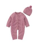 DovFanny Baby Romper Suit | Knit Long Sleeve Jumpsuit with Hat | 6-12 Months | Pink - Buy Online on SooperMarket.com