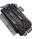 Smith King 7.0 inch dog care scissors set dog straight scissors & thinning scissors & curved scissors & chunker & comb 5stk set black purple - Buy Online on SooperMarket.com