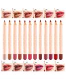 12-Piece Matte Lip Liner Pens Set - Long-Lasting & Creamy | Natural Lip Makeup Pencils - Buy Online on SooperMarket.com