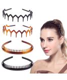 DonLeeving 4 Pcs Plastic Tooth Hair Comb Headband  Comfort Wavy Toothed Hairband  Hard Headbands for Women Men Girls  4 Styles Style 1 - Buy Online on SooperMarket.com