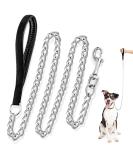 Dacitiery Metal Dog Leash Chew Proof 4FT/1.2M Dog Chain Leash Heavy Duty Anti-Bite Dog Lead Pet Leash with Nylon Soft Padded Handle for Small Medium Large Dogs (3MM) - Buy Online on SooperMarket.com