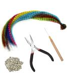 50 Pieces Colored Hair Extensions Kits Synthetic Hair Extension for Women Synthetic Hair Feather False Hair Extension Fashion Hairpieces with 100 Beads Pliers Hook Cosplay Party Hair Accessories - Buy Online on SooperMarket.com