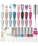 Supwee Reflecting Gel Liner Nail Art Set - 8 Colors Disco Glitter UV Gel Polish for DIY Nail Designs - Buy Online on SooperMarket.com