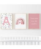 Pompom Prints Set of 3 Girls Bedroom Rainbow Nursery Scandi Boho Style Decor - A3 Size - Buy Online on SooperMarket.com