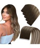 LAAVOO Ombre Blond Real Hair Tape Extensions - 55cm Invisible Seamless #4/7/80 | International Shipping - Buy Online on SooperMarket.com
