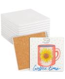 10 Pack White Unglazed Ceramic Tiles with Cork Backing Pads - 4.25 x 4.25 in Square - Ideal for Coasters DIY Crafts - Buy Online on SooperMarket.com