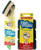 Dishmatic Fillable Washing up Brush and Sponge with 3X Refills - Easy Grip Dish Cleaner + Bonus - General Purpose Dishmatic Brush - Buy Online on SooperMarket.com
