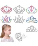 8 PCS Mini Crystal Rhinestone Princess Crown Hair Comb Set for Girls - Perfect Birthday Party Hair Decoration - Buy Online on SooperMarket.com
