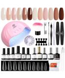 Modelones Gel Nail Kit- Nude Brown Gel Nail Polish Set with Lamp Starter Kit 26 PCS Gel Nail Polish Kit with 48W Nail Lamp Manicure Set No Wipe Base & Top Coat For Beginner DIY Nail Salon Home - Buy Online on SooperMarket.com