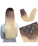 24 Seamless Human Hair Clip in Extensions - Natural Thick Straight Weft - 7 Pieces - T14/60+T14/60# - 100g - Women's Hair Extensions - Buy Online on SooperMarket.com