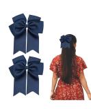 2 Pack 6 inch Bow Hair Clips Large Hair Bow Hair Barrette Clips for Women Girls Dark Blue Hair Bows - Buy Online on SooperMarket.com