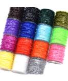 15 Spools Multi Color Tinsel Chenille & Crystal Flash Line - 150M Total for Fly Fishing Tying - Nymphal Bugs & Scud Material - Buy Online on SooperMarket.com