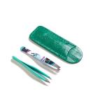 Premium Ingrown Hair Removal Tweezers Set with Leather Case - Green (Pack of 2) | Precision Facial Hair Removal Tool for Women and Men - Perfect Holiday Gift - Buy Online on SooperMarket.com