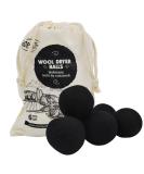 Smart Wash Dryer Balls - 100% Wool Tumble Dryer Balls | Hypoallergenic & Eco-Friendly | 6 Black New Zealand Sheep Wool Balls - Buy Online on SooperMarket.com