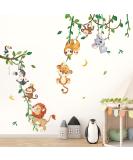 decalmile Jungle Animals Climbing Tree Wall Decals Monkey Lion Koala Tiger Wall Stickers Baby Nursery Kids Room Living Room Home Decor - Buy Online on SooperMarket.com
