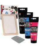 Marabu Screen Printing Kit Set with Wooden Frame, Squeegee, and Ink - Beginner Silk Screen Printing Set - Buy Online on SooperMarket.com