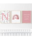 Pompom Prints Set of 3 Girls Bedroom Rainbow Nursery Prints | Scandi Boho Style Decor for Playroom | 8x10 Inch N - Buy Online on SooperMarket.com