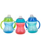 Nuby 3 Piece No-Spill Grip N  Sip Silicone Cup with Soft Flex Spout  2 Handle with Clik It Lock Feature  Boy  10 Ounce - Buy Online on SooperMarket.com