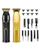 Professional Cordless Hair Clippers Set for Men - Rechargeable with 10 Styling Combs | 2 Pieces Black Gold - Buy Online on SooperMarket.com