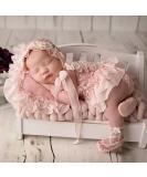 Yuehuam Newborn Photography Prop Girl Outfits Set - Baby Lace Romper, Hat, Pillow, Shoes & Skirt Clothes in Pink for Infant Photoshoot - Buy Online on SooperMarket.com