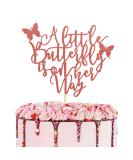 Arthsdite A Little Butterfly Is On Her Way Cake Topper - Pregnancy Announcement Gender Reveal Baby Shower Newborn Welcome Butterfly Themed Party Decorations - Rose Gold Glitter - Buy Online on SooperMarket.com
