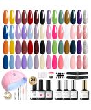 Modelones 28 Colors Gel Nail Kit with 48W Nail Lamp - DIY Home Nail Curing Set for Women in Orange Red - Buy Online on SooperMarket.com