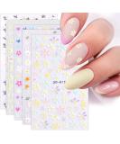 3D Embossed Flower Nail Art Stickers Decals 5 Sheets 5D Self-Adhesive Pegatinas Uas Colorful Blossom Floral Nail Supplies Nail Art Design Decoration Accessories Flowers - Buy Online on SooperMarket.com