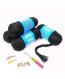 100% Brazilian Wool Hair Acrylic Yarn For African Braids/Senegalese Twist/Faux Locs/Wraps With Crochet Hook Natural Black(4pcs) - Buy Online on SooperMarket.com