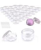 Bitefu 80 Pack Empty Cosmetic Containers - Transparent Plastic Storage Box with Mini Spatula for Creams & Travel - 5g 5ml Sample Pots - Buy Online on SooperMarket.com