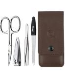 marQus Manicure set for women and men - 4 Piece pedicure kit incl. sharp nail scissors tweezers nail clippers & sapphire nail file from Solingen - Perfect for travelling manicure and pedicure Brown - Buy Online on SooperMarket.com