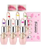 Petansy 6 Pack Crystal Jelly Flower Lipstick Set - Long Lasting Moisturizing Lip Gloss Kit with Magic Color Change - Nutritious Temperature Lip Balm Set - Buy Online on SooperMarket.com